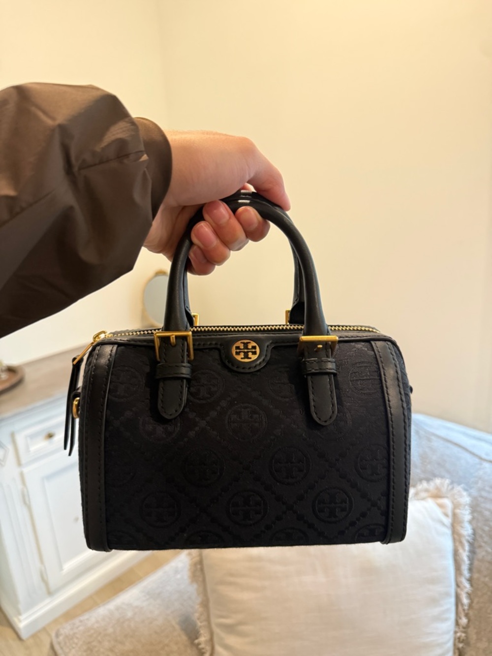 Tory Burch T Monogram Petite Barrel Bag